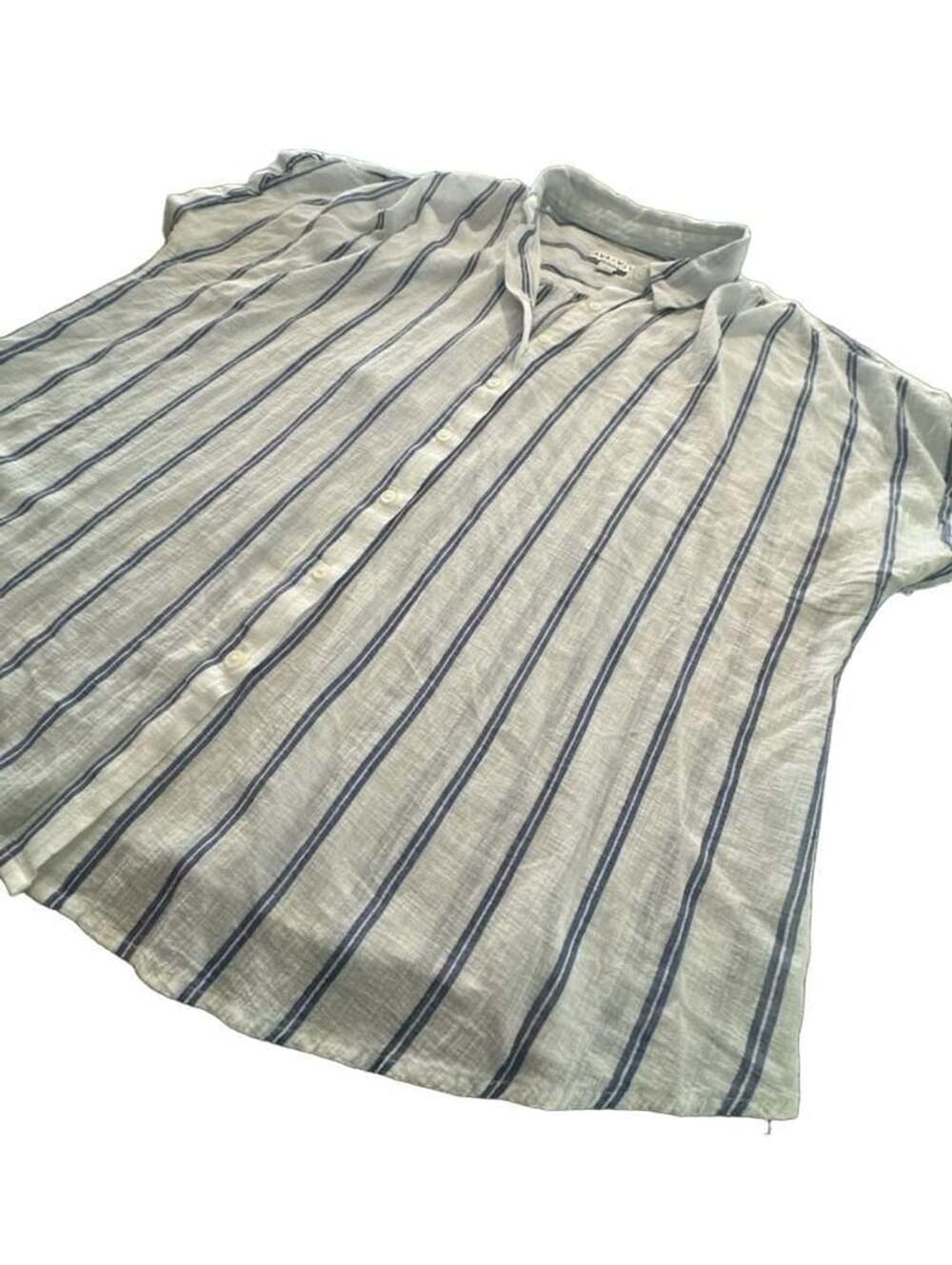 Ava & Viv Striped Button-Down Shirt Size 1X White Blue Cotton Top